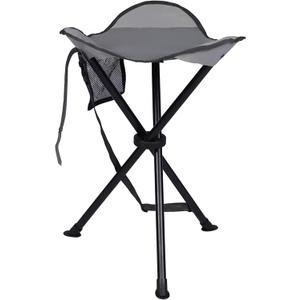 Portal Tall Folding Tripod Stool for Outdoor Camping Walking Hunting Hiking Fishing Travel, Support 225 lbs (Grey-fabric)
