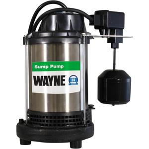 Wayne 3/4 HP Heavy Duty Submerisble Cast Iron and Stainless Steel Sump Pump with NEW Switch - Removes up to 5,490 Gallons of Water Per Hour