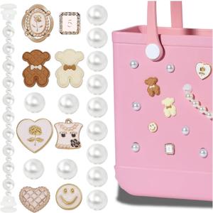 Mon Carame Rubber Beach Bag Accessories Charms,Rubber Beach Totes Accessories Inserts,Lovely Pearl Charms
