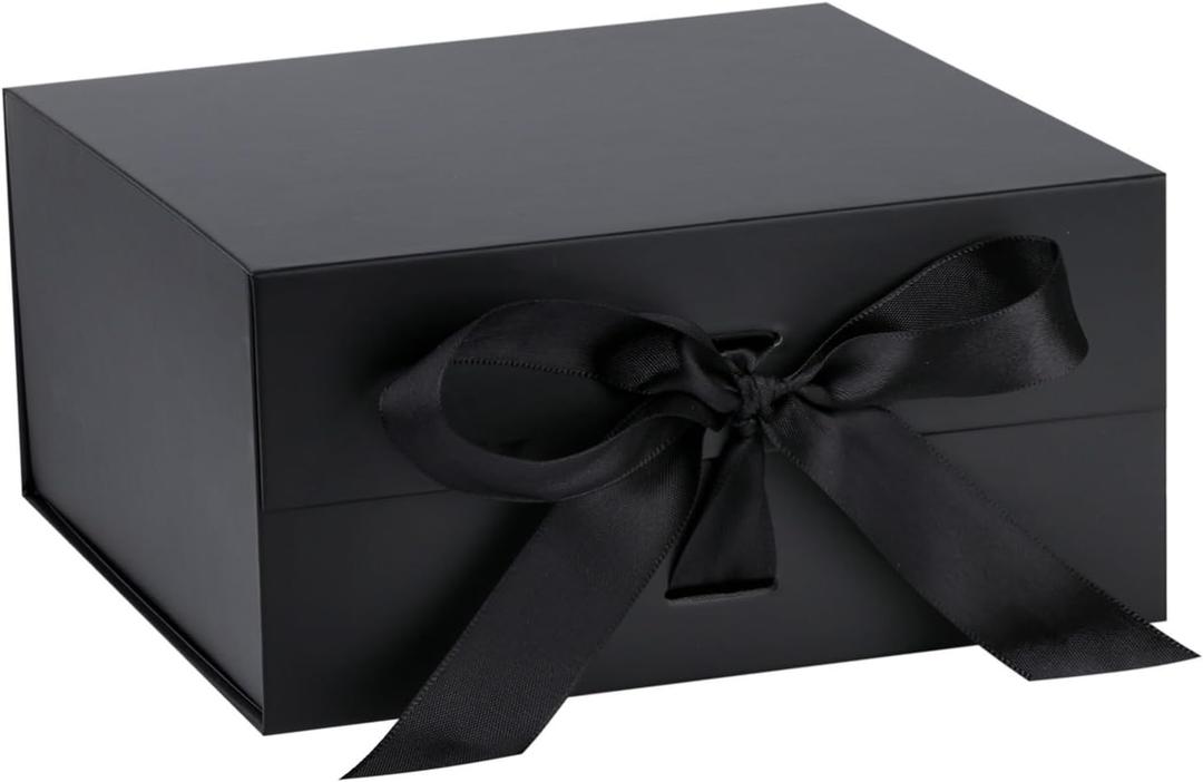 OEMVALATY Black Gift Box,10x10x5 Inches Gift Boxes with Lids for Presents with Magnetic Closure and Ribbon for Wedding,Storage,Birthday