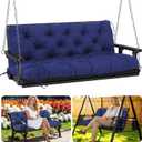 Porch Swing Cushions Outdoor 60 inch x 40 Waterproof Swing Cushions 3 Seater Replacement with Backrest & 8 Ties 5" Thick Bench Swing Cushions for Outdoor Furniture Patio(Navy Blue)