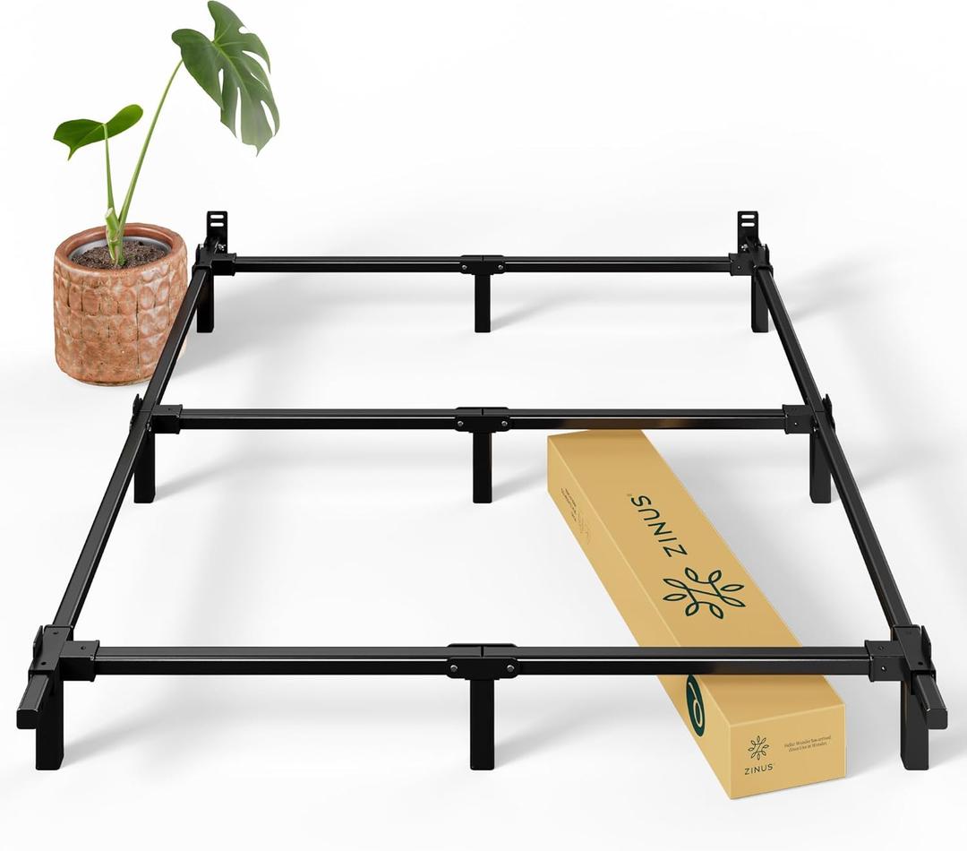 ZINUS 7 Inch Compack Metal Bed Frame, Support Bed Frame for Box Spring and Mattress Set, Black, King