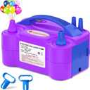 IDAODAN Electric Balloon Pump, Portable Electric Balloon Blower Machine Balloon Air Pump Dual Nozzle Rose Red 110V 600W Balloon Inflator for Party Decorations (Purple Blue)