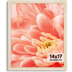 HLiWEGNS Oak 14x17 Frame - Single Frame - Rustic Woodgrain 14 x 17 Poster Frame with Plexiglass for Wall Gallery Display, 14x17 Picture Frame for Puzzles, Artwork, Photos and Posters