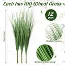 Tigeen 12 Pcs 33 Inch Faux Grasses for Outdoor Planters, UV Resistant Fake Tall Grass, Artificial Grass Plants for Outdoor Decor, Artificial Greenery Stems Weed for Room Home Summer Vase Decor (Green)