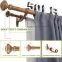 Wood Double Curtain Rod for Windows 72 to 144 Inches, Adjustable Heavy Duty Dual Drapery Rods, Farmhouse Collection Decorative Design with Porch Doorknob Finials,Brown Wood Grain