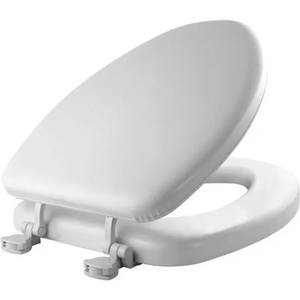 Mayfair by Bemis Round Plastic Toilet Seat White Never Loosens Removes for Cleaning size 14x16 inch