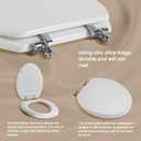 Elongated White Toilet Seat Natural Wood Toilet Seat with Zinc Alloy Hinges, Easy to Install also Easy to Clean, Scratch Resistant by Angol Shiold (Elongated, White)