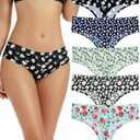 voenxe Seamless Women Underwear Thongs,High Waisted No Show Ladies Panties,Breathable Comfortable Hi Rise Cut Undies,5-Pack, L 
