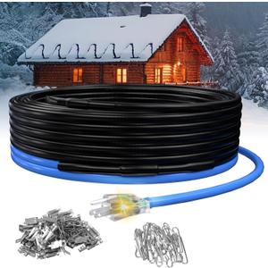 120ft Roof Deicing Cable, 5w/ft Constant Wattage, CSA ETL Certified, Prevents Ice Dams on Metal or Plastic Gutters/Downspouts, 120V
