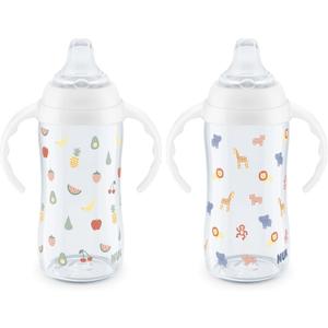 NUK Learner Cup, 8+ Months, Fun Fruits and Animals, 10 Oz, Pack of 2, BPA-Free, Soft Spout, Spill Proof Sippy Cup
