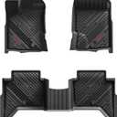 3W Floor Mats Fit for Ford Ranger 2020 2021 2022 2023, TPE All Weather Floor Liner for Ford Ranger Super Crew Cab,1st & 2nd Row Full Set Custom Fit Car Mats Accessories