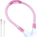 LUXJET Neck Reading Light & Book Light for Reading in Bed - Hands Free, 6 Brightness Levels, 360 Flexible Arms, 80-Hour Rechargeable - Reading, Knitting, Camping, Repairing (Pink-New) (Cold White)