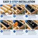 16 Pack Under Deck Drainage System Downspout, PE Rain Drain Gutter for 12" & 16" Joist Spacing, Heavy Duty Waterproof Decking Solutions to Create Dry Living Space Under Deck, All-Weather Black