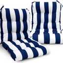 EAGLE PEAK Tufted Outdoor/Indoor Seat/Back Chair Cushions, Set of 2, 42'' x 21'', Navy Blue/White