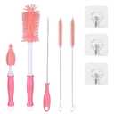 Silicone Cleaning Brush Kit  Household Cleaning Brushes for Bottles and Crevices  Food-Grade Silicone: Dishwasher Safe (Pink)