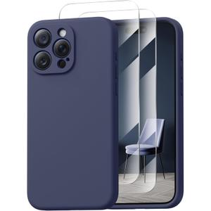 Magnetic for iPhone 15 Pro Case, Compatible with MagSafe, with 9H Nano Screen Protectors, Full Camera Protection, Silicone Shockproof Microfiber Lining Phone Case 6.1", Navy Blue