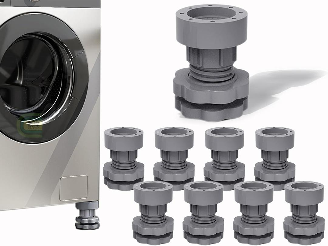 Anti Vibration Pads For Washing Machine Support, Adjustable Dryer Shock And Noise Cancelling Pads, Washer Foot Pad, Anti-Walk Protects Pedestals, Anti-Slip Rubber Feet Pad Stabilizer, Set Of 8