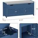 ChooChoo 41.3" Shoe Storage Bench with Lift Top Storage, Entryway Bench with Cushioned Seat, Adjustable Shelf, Shoe Cabinet with Hidden Space, for Entryway, Bedroom, Living Room, Blue, 13.78"D x 41.34"W x 19.69"H