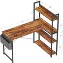 Treesland 47 Inch Computer Desk with Bookshelf, Corner Desk with Storage, L Shaped Desk, Home Office Desks, Writing Study Desk for Bedroom, Brown