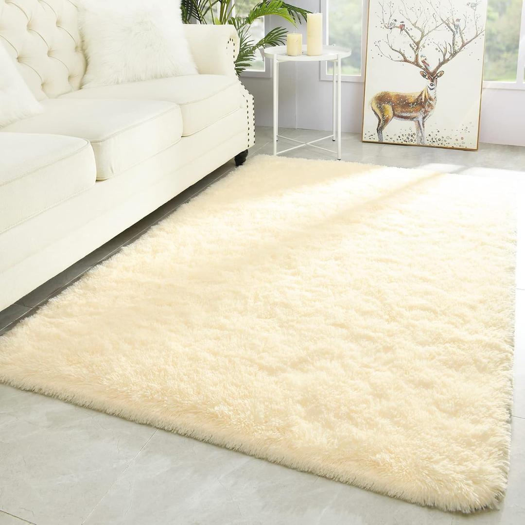 Merelax Modern Soft Fluffy Large Shaggy Rug for Bedroom Livingroom Dorm Kids Room Indoor Home Decorative, Non-Slip Plush Furry Fur Area Rugs Comfy Nursery Accent Floor Carpet 4'x6' Light Champagne Merelax Modern Soft Fluffy Large Shaggy Rug for Bedroom Livingroom Dorm Kids Room Indoor Home Decorative, Non-Slip Plush Furry Fur Area Rugs Comfy Nursery Accent Floor Carpet 4'x6' Light Champagne