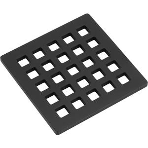 3.75 Inch Square Shower Drain Cover 5mm Thick Floor Drain Square Grille (Black)