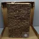 Casafield Laundry Hamper with Lid and Removable Liner Bag - Natural, Woven Water Hyacinth Square Laundry Basket Sorter for Clothes and Towels