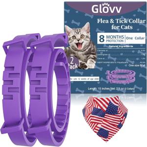 Glovv Flea & Tick Collar for Cats 2 Pack, 16 Months Natural Collars, Effective Cat Flea and Tick Treatment, Waterproof Adjustable Large & Small Cat Flea Tick Control for Kittens Glovv Flea & Tick Collar for Cats 2 Pack, 16 Months Natural Collars, Effective Cat Flea and Tick Treatment, Waterproof Adjustable Large & Small Cat Flea Tick Control for Kittens