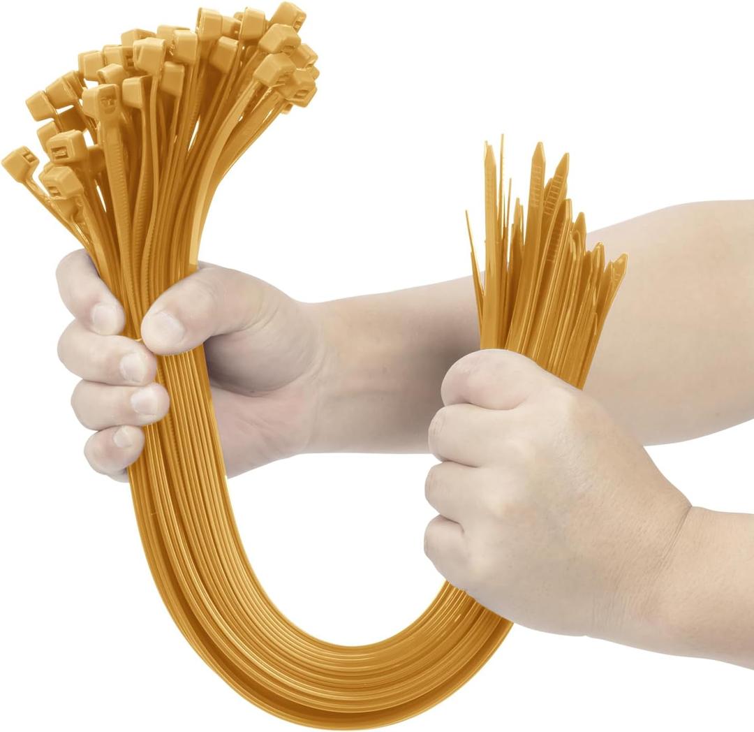 XINGO Gold 24 Inch Zip Ties Heavy Duty 100 Pack, 200 LBS Ultra Strong Plastic Wire Ties, Large Cable Ties Extra Long Tie Wraps, Indoor and Outdoor UV Resistant