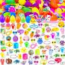 2 x 100PCS Prefilled Easter Eggs with Novelty Toys, Plastic Easter Egg Fillers Toys Bulk for Easter Egg Hunt, Easter Basket Stuffers for Kids Toddler Boys Girls Goodie Bag Easter Eggs Filled Party Favors