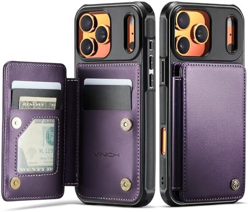 Vinich for iPhone 17 Pro Max Wallet Case with Card Holder, RFID Blocking Credit Slots Kickstand Shockproof Phone Cover Fit for iPhone 17 Pro Max 6.9" Purple