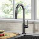 KRAUS Oletto High-Arc Single Handle Pull-Down Kitchen Sink Faucets in Spot Free Black Stainless Steel, Kitchen Faucets with Pull Down Sprayer, KPF-2820MBSFSB