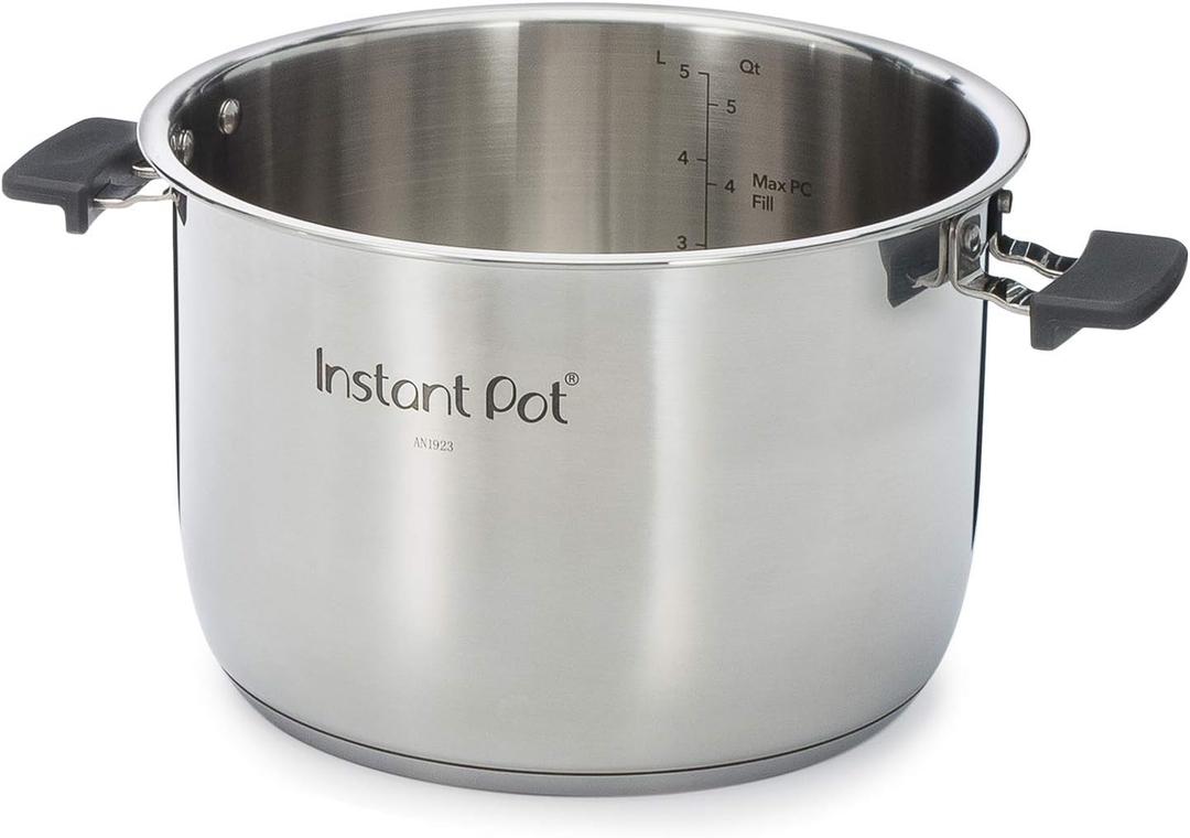 Instant Pot Stainless Steel Inner Cooking Pot with Handles, 6-Qt, Polished Surface, Rice Cooker, Stainless Steel Cooking Pot, Use with 6-Qt Duo Evo ,Pro & Pro Crisp
