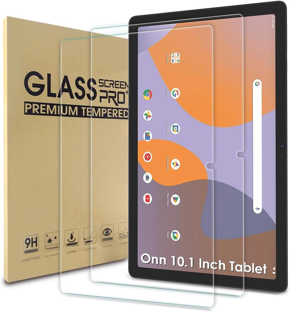 WD&CD 2 Pack Screen Protector Compatible with Onn 10.1 Inch Tablet (2024 Model 100135925), Tempered Glass Film Replacement for Onn 10.1 Inch Tablet 2024Anti Scratch Anti BubbleHigh Definition