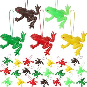 25 Pcs Jumping Frogs Bulk Fun Bouncing Frog Toys for Birthday Gifts Decorations Passover Party Favors Rainforest Animals Decor, Assorted Colors