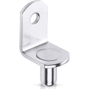 Shelf Support Pegs,40 Pcs Cabinet Shelf Bracket Pegs with Hole,5mm Diameter Pegs for Shelves, L-Shaped Nickel Plated Shelf Pins Holders for Bookcase Kitchen Closet Shelf Shelves Furniture-Silver