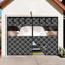 Magnetic Thermal Insulated Door Curtain with Detachable Visible Windows, Thicken Polyester Fiberfill & Durable Oxford Fabric, Hands Free Windproof Door Screen, Fit Doors Size Up to 8 x 7 FT, Black