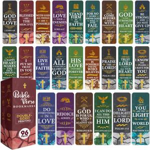 96 Pack Christian Scripture Bookmarks with Bible Verses  Inspirational Religious Bookmarks for Women & Men, Bulk Christian Gifts for Bible Study, Classroom, Church Supplies (6" x 2", Fresh #1)