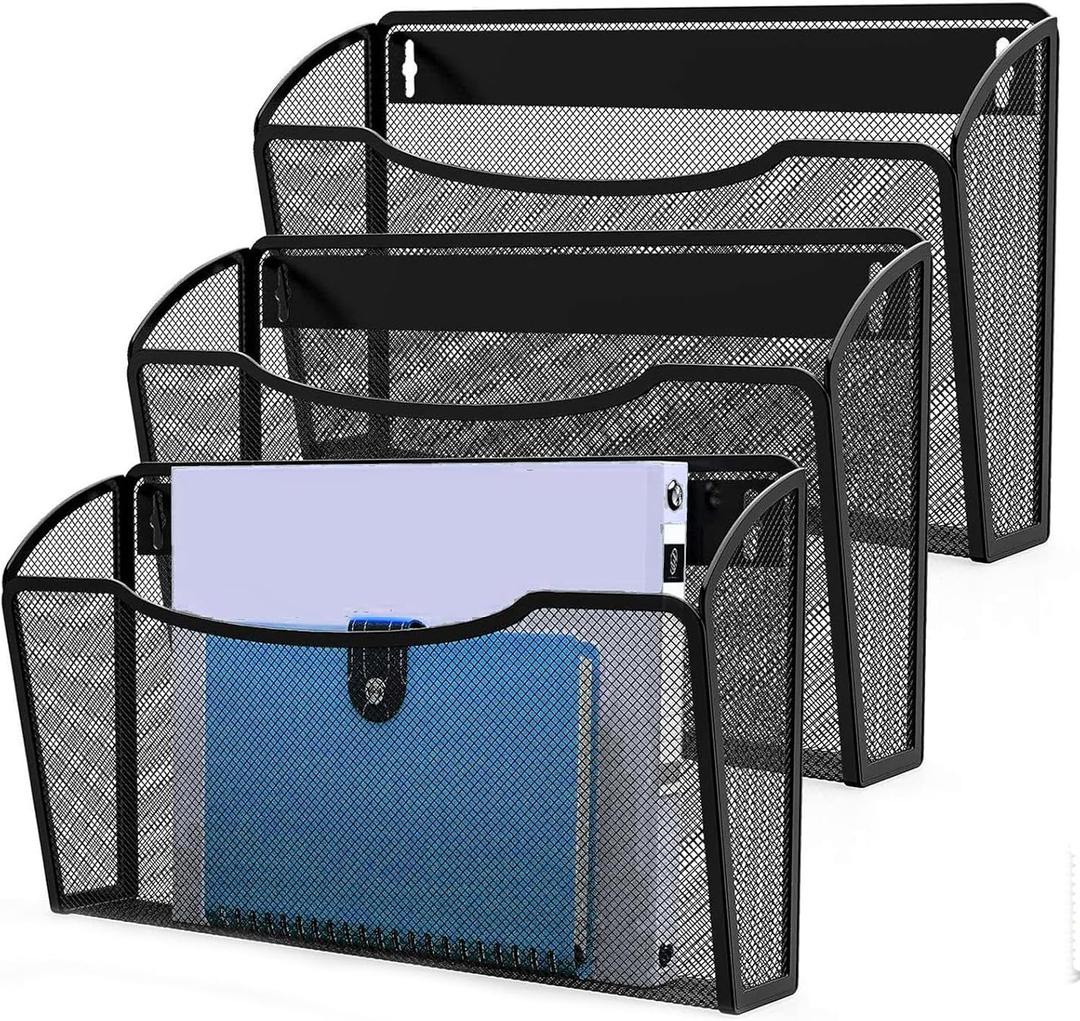 MINDEPOT Wall File Organizer,Hanging Wall Mounted File Folder Binder Holder Mail Organizer for Office,Home and School Supplies