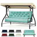 PITCTCHIC Porch Swing Cushions, Outdoor Swing Cushion for Patio Furniture, 2-3 Seater Replacement Cushion with Ties, Teal