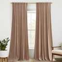 StangH Velvet Curtains for Bedroom 108 inches Long, Soft Thick Thermal Insulated Privacy Window Drapes Elagant Home Decors for Sliding Door, Blush Beige, W52 x L108, 2 Panels 