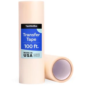 TapeManBlue Clear Transfer Tape for Vinyl - 12" x 100' Roll, Made in USA, Premium Vinyl Transfer Tape with Medium to High Tack Adhesive for Crafts, Decals & Letters
