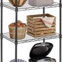 FDW 18L x 12W x 44H Wire Shelves Metal Shelf with 4 PP Sheets Storage Shelves 4 Tier Layer Storage Shelves for Laundry Bathroom Kitchen Garage,Black