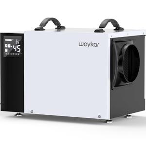 Waykar 125 Pint Crawl Space Dehumidifier with Drain Hose for Commercial, Basements, and Industry Water Damage Unit for Spaces up to 6500 Square Feet, Smart Humidity Control - 5-Year Quality Coverage