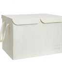 StorageWorks Toy Bin with Flip-Top Lids, Large Chest Storage for Living Room, Nursery Room, Playroom, Organizer for Kids, Mixing of Beige, White & Ivory