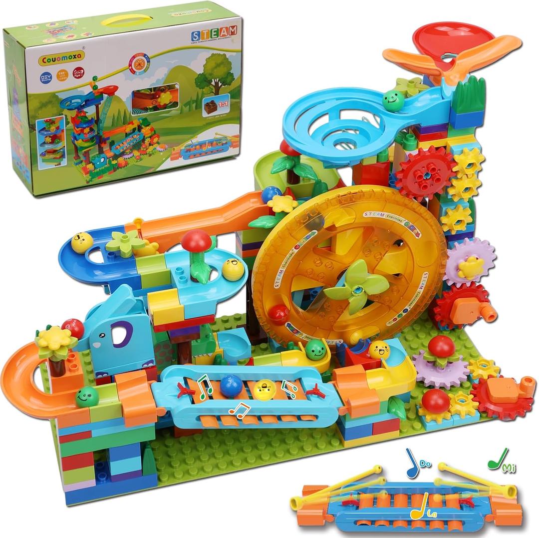 Marble Run Building Blocks for Kid: 3 4 5 6 8 Year Old Montessori Education Preschool STEM Toy - Age 4-8 Kids Creative Puzzle Marbles Track - Christmas Birthday Gifts for Boys Girls