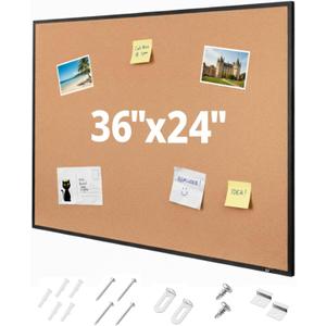 Mr. Pen- Cork Notice Board, 36 X 24 Inches, Cork Bulletin Board for Walls, Pin Boards, Framed Corkboard, Decorative Hanging Pin Boards, Perfect for Office & Home Decor