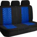 FH Group Car Seat Covers Rear Set Blue Premium Cloth - Universal Fit, Split Bench Rear Seat, Washable, for SUV, Sedan
