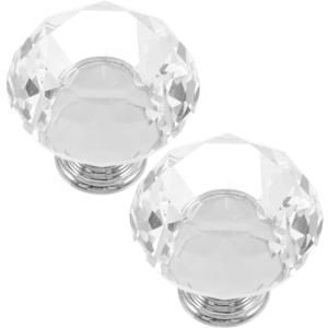 Luxury Crystal Handle Set Modern Easy to Install for Kitchen Bathroom Cabinets (Silver)