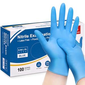 Schneider Nitrile Exam Gloves, 4 Mil, Blue, Large 100-ct Box, Disposable Latex/Powder-Free, Food Safe Rubber Medical/Cleaning Gloves for Cooking & Food Prep, Non-Sterile L